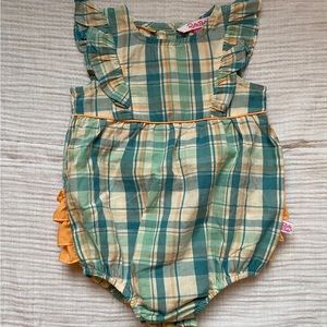 Ruffle Butts - Ruffle Romper - Size 6-12 Months - Blue/Orange